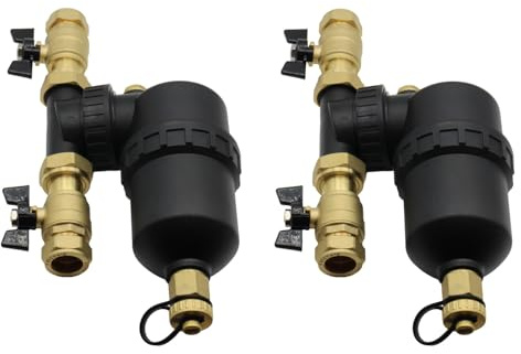 2 x Magnetic Filter for Central Heating Systems 22mm with Isolation Valves (Two Pack)