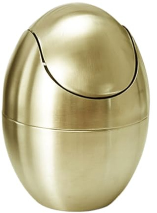 Toyvian Poubelle Ovoïde Compacte avec Couvercle Petite Poubelle de Bureau Métal pour Salle de Bain ou Chambre Design Coquille Œuf