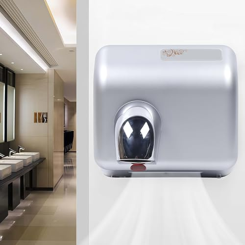 WENNEWU Asciugatore Rapido Commerciale, Asciugamani Elettrico da 2300 W, con Uscita Aria Rotante, Alta velocità, Acciaio Inossidabile, per Ufficio, Ristorante, Centro Commerciale, Bagno