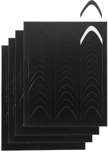 HAMPPLIES French Maniküre Schablone Selbstklebende Nagelaufkleber aus Papier 4 Blätter Schwarz für Nagelkunst und Maniküre