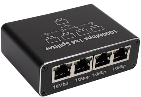 Wakects Splitter Ethernet, Adattatore Switch di Rete Gigabit Alimentato Tramite USB C da 1 a 4 Porte Splitter RJ45 Ad Alta velocità da 1000 Mbps con Plug And Play per Router di
