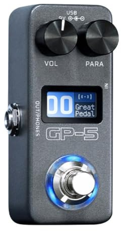Opatiny for Multi-Effects Prozessor für E-Gitarre, kompakte 9,3 x 4,2 x 5,2 cm Bass-Effekteinheit mit integrierter Trommelsimulation, ABS für Material, Grau
