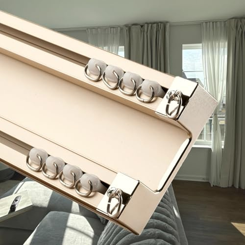 Asta doppia per tenda, 60-680 cm, facile da installare, per tende a 2 vie, divisorio, balcone, decorazione per bagno (oro, 5 m)