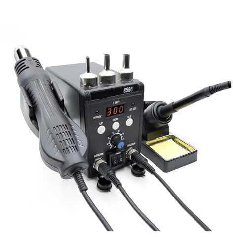 Stazione di saldatura digitale ESD 2 in 1 con pistola ad aria calda 700W 8586 for strumenti rilavorazione e dissaldatura circuiti integrati SMD(110/V)
