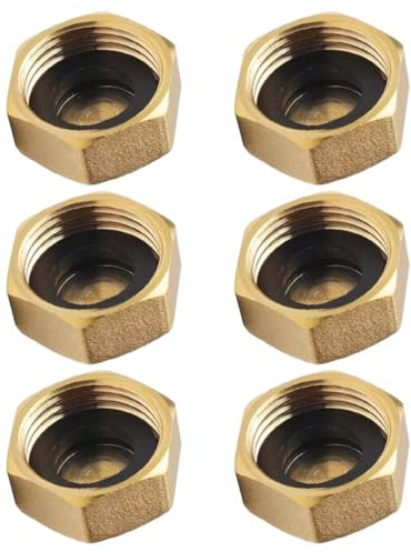 TOYANDONA 6pcs 1/2 Brass Internal Thread Hose End Caps with Washers, Garden Hose Repair Fittings for Faucet Leak Prevention and Water Pipe Stopper Plug, Suitable for Radiator and Plumbing