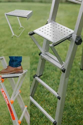 Piattaforma di Lavoro per Scala Regolabile, Gradino Ausiliario Antiscivolo in Alluminio, Portata 170 kg, 48x37 cm, Supporto Universale per Verniciatura e Manutenzione