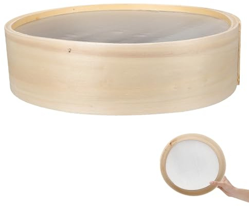 JEWEDECO Cedazo para Colar Harina de Madera Beige Multi-Funcional Malla Uniforme, Herramienta para Tamizar Harina Adecuado para Hoteles y Restaurantes