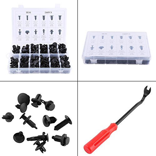 Generic 240 St Bil Push Pin Nit Trim Clip Panel Body Interiör Sortiment med Remover Tool för 6,3 Mm Till 10 Mm Hålstorlekar