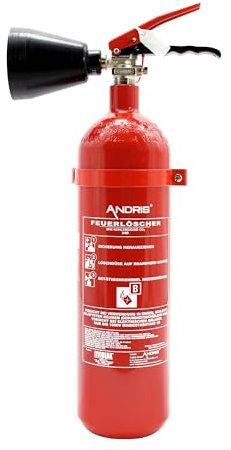 Feuerlöscher 2kg CO2 Kohlendioxid EDV geeignet EN3 inkl. ANDRIS® Prüfnachweis mit Jahresmarke