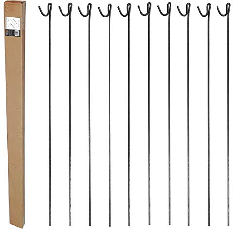 True Products 10 Pack Steel Fencing Pins 1.25m High with Shepherds Crook Head for Temporary Barrier Fencing and Garden Netting