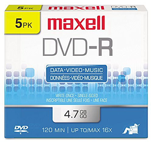 Maxell Dvd-R, 4.7 GB, 16 x, W/Jewel Cases, Gold, 5/Pack