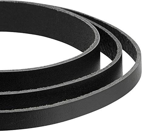 Auroris - Cinta Plana de Cuero auténtico 25 mm, Negro, 1 m