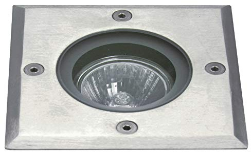 Dopo Lighting - Quadratische Bodeneinbauleuchte BORA Edelstahl GU10 Outdoor LED Lampenfassung IP67. Bodeneinbau für Gehwege, Treppen und Terrassen.