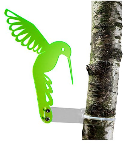 Sonnenfänger „Kolibri“ aus transparentem Acrylglas (Grün), fluoreszierend -> leuchtende Kanten auch in den Abendstunden, 20 cm Höhe, incl. Montagematerial, Frost- und Witterungsbeständig