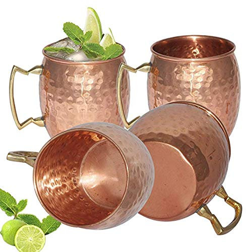 Whitewhale Handmade 100% Pure copper hammered Moscow Mule mugs (Set of 12)