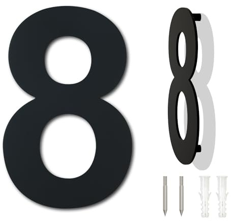 Brushed Modern House Number -6 Inch 152mm Height Black, Made of Solid 304 Stainless Steel, Floating Appearance and Easy to Install (Number 8 Eight)