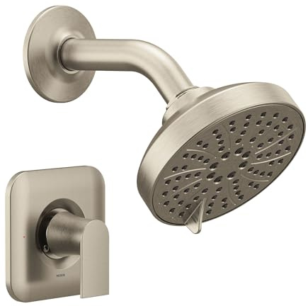 Moen Genta LX Pressure Balancing Eco-Performance Modern Shower Trim with Showerhead and Lever Handle, Posi-Temp Valve Required, Brushed Nickel, T2472EPBN