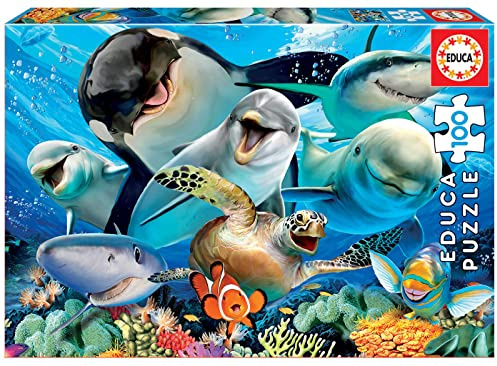 Educa - Puzzle Meerestiere Selfie | 100 pezzi Puzzle | Animali Mare Divertenti, Bambini | dai 6 anni (18062)