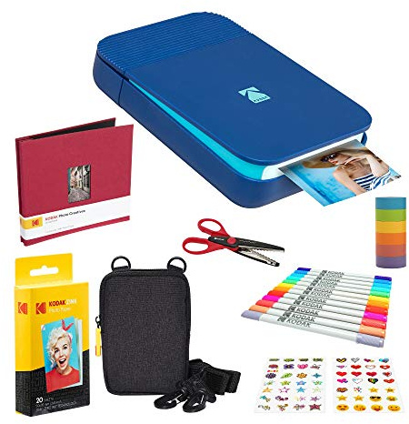 KODAK Sonrisa Impresora Digital Instantánea (Azul) Kit de Scrapbook con Estuche Suave