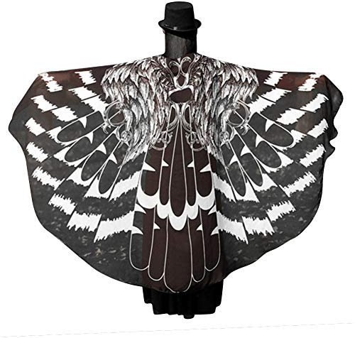 IBLUELOVER Schmetterling Kostüm Damen Chiffon Schal Schmetterlingsflügel Poncho Junggesellenparty Karneval Fasching Umhang Bauchtanz Zauberei Show Cosplay Zubehör für Strand Hallowee Weihnachten