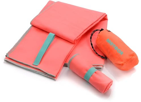 meteor Asciugamano Microfibra - Salvietta Sportivo - Telo Compatto Leggero Assorbente Morbido Fitness Spiaggia Campeggio Palestra per Bambini, Uomini e Donne Varie Dimensioni e Colori (42x55cm, Rosa)