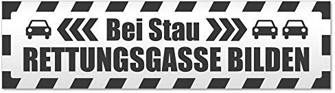 Kiwistar - Autoaufkleber - Rettungsgasse Stau gestreift - Hinweis Aufkleber Sticker für Auto, Kfz, Fahrrad, PKW, LKW