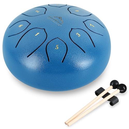 Handpan Tongue Drum 6 pulgadas 8 Tongue C Key Tongue Drum Tambor Steel Drum Kit Tambor de Mano con Bolsa de Transporte Meditación Yoga Camping Regalo (6 pulgadas, azul)