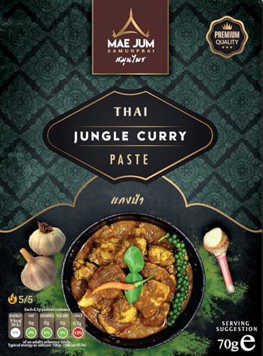Authentic Thai Jungle Curry Paste by Mae Jum | 3 pack x 70g | Very Spicy | Up to 8 Servings per Pack | 100% Natural | Vegan Paste | Gluten Free