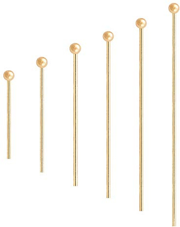 BENECREAT 220PCS Chiodini Occhiello Testa con Palla Placcato in Oro Reale 18K Chiodini da Bigiotteria Perni a Sfera di Dimensioni Miste per Orecchini Fai-da-Te, Risultati per la Creazione di Gioielli
