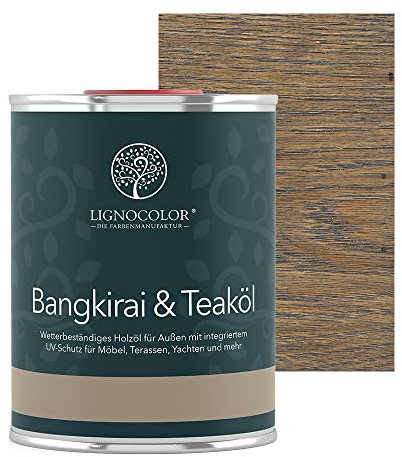 Lignocolor Teaköl | Holzöl für Gartenmöbel und Holz im Außenbereich | schützt und pflegt Holz (1 L, Anthrazit Grau)