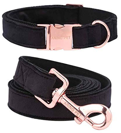 ARING PET Hundehalsband und Leine Set, Samt Hundehalsband und Leine, Verstellbares Halsband für Kleine, Mittlere und Große Hunde