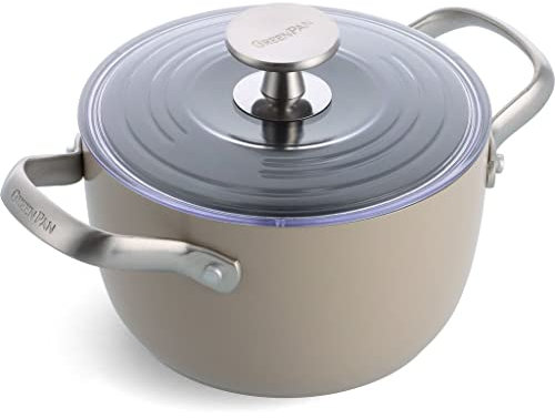 GreenPan Healthy Ceramic Nonstick, 2QT Rice Grains and Soup Maker, Caldero Pot with Lid, PFAS-Free, Induction, Dishwasher Safe, Oven Safe, Blue