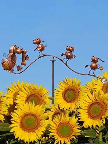 Pommerntraum ®| Windspiel Gartenpendel Metallwindspiel Hunde Gartenstecker | Gartendeko Gartenkunst Welpen Hundedeko Hundefigur Tierfigur Gartenpoesie Gartenfigur Gartengeschenk (VERRÜCKTE HUNDEFAMILIE)