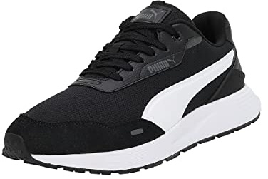 PUMA Unisex Adults' Fashion Shoes RUNTAMED Trainers & Sneakers, PUMA BLACK-PUMA WHITE-SHADOW GRAY, 44