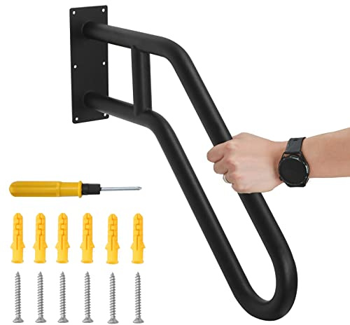 Sidasu 1pcs Hand Rails for Outdoor Steps, Indoor U-Shaped Wall Mount Stair HandRail, Metal Iron Outdoor Grab Bar Black Hand railings for The Elderly, Disabled, Pregnant Women