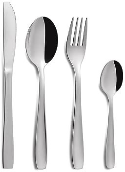 Comas Couverts de table - Couverts de table - Couverts de menu, couteau, cuillère, fourchette, cuillère à café, acier inoxydable, argent, 6 personnes, 24 pièces - Hotel Extra