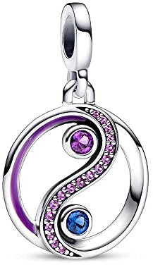 PANDORA ME Balance Yin & Yang Medaillon aus Sterling-Silber mit künstlichen Kristallen, Ausschließlich Kompatibel ME, Höhe: 16mm, 792307C01