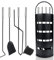 Aufun Kaminbesteck Edelstahl 5-teilig Modern Kamin Zubehör Set Kamingarnitur inkl. Besen, Schaufel, Schürhaken, Zange und Ständer mit Sichtschutz, Schwarz