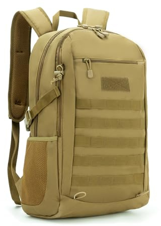 HUNTVP 10 L/20 L mini dagväska militär MOLLE ryggsäck utrustning taktisk överfallspaket väska för jakt camping vandring, 30 l-mörkbrun, 12/20L, ryggsäck