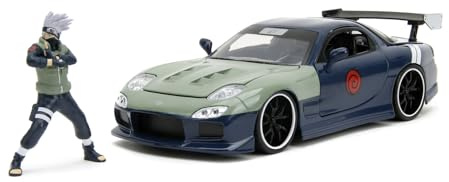 Jada Toys 253255055 - Naruto Mazda RX-7 - Naruto 1995 Mazda RX-7 i Metall med Frihjul och Öppningsbara Dörrar, 1:24, Från 8 år