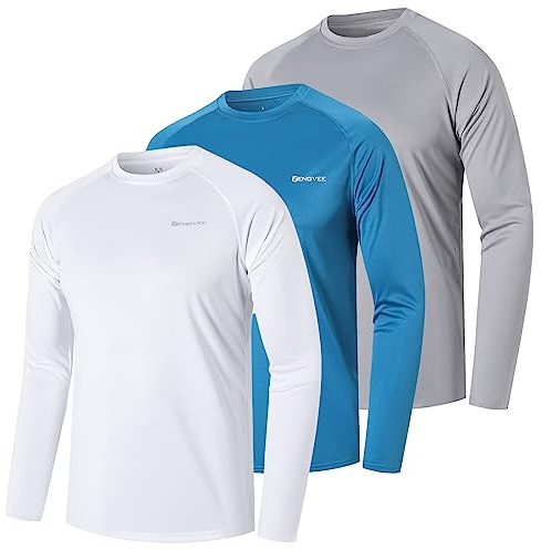 ZENGVEE 3 Pezzi Maglia Anti UV Uomo UPF 50+ Manica Lunga/Corta Rashguard Traspirante Asciugatura Veloce Mare Surf Swim Sportiva