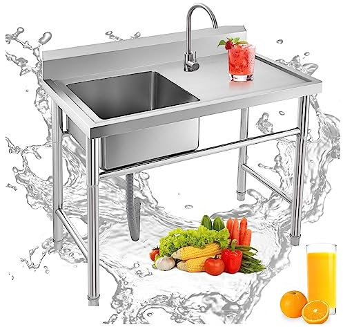 Outdoor Spüle Küchenspüle Mobiler Multifunktions Waschtich Waschbecken Freistehendes Spüle Multifunktionswaschtisch Mit Werkbank Und Heiß- Kaltwasserhahn, Für Außen Innen Küche Garten Camping (Color