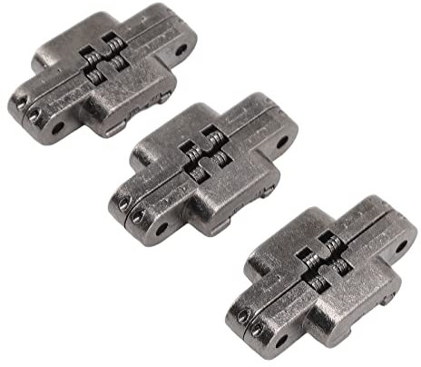 3 Pcs Invisible Hinges, 43mm Mini Hidden Door Hinges Zinc Alloy 180 Degree Concealed Cross Hinges for Folding Doors Tables Screens Cabinet Jewel Box