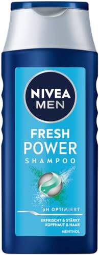 NIVEA MEN Champú Fresh Power con mentol, champú sin siliconas, refresca y fortalece el cuero cabelludo y el cabello, cuidado del cabello optimizado con pH optimizado con un toque de frescura (250 ml)