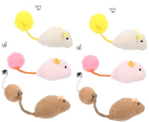 DRESSOOS 6stücke Katzen Spielzeug Mäuse Mit Glocke Interaktive Kauspielzeuge Für Katzen Fördert Bewegung Und Training Der Sinne Spaßige Unterhaltung Für Katzenbabys
