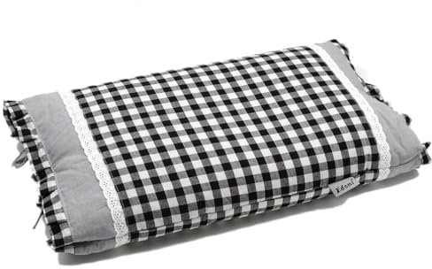 Edomi Uppgraderad bovete Hulls sängkuddar liten storlek nackkudde med örngott, nackstödskudde för rygg eller som yoga meditationskudde (50 x 28 cm, svart)