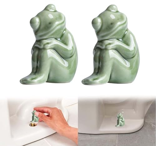 2Pcs Frog Toilet Bolt Covers, Toilet Bolt Caps, Frog Toilet Screw Cover Caps, Frog Ceramic Toilet Bolt Covers Bathroom Decor Easy Installation (A)