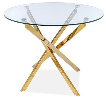 designimpex Design Esstisch rund GA-111 Glas Tisch Esszimmer 90x71x90 cm, Farbe:Klarglas - Gold