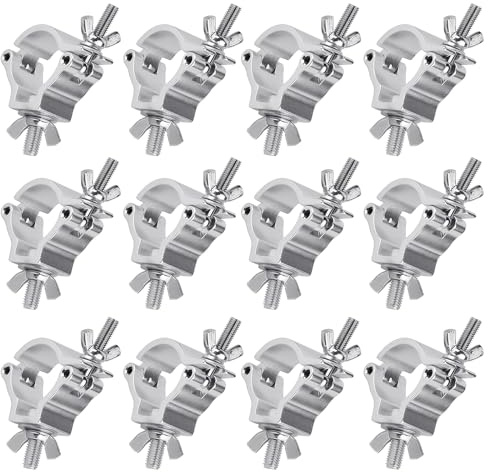 Half Coupler,Dancepandas 12 Pack Crossbars Clamps Heavy Duty 100kg 48-51mm Aluminum Alloy Stage Lighting Hook Clamp for Movable Stage Lights and Headlights