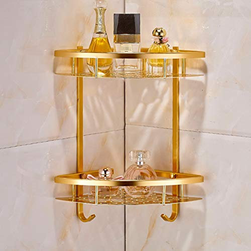 Shower Caddy,Bathroom Shower Shelf Organiser, Bathroom Shower Caddies Bathroom Gold Shelf Shower Caddy Space Aluminum Wall Mounted Corner Basket Shampoo Storage Etagere Salle De Bain Murale Repisa